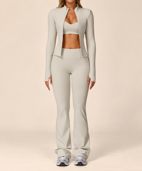 Belleora Alexia™ – Conjunto Deportivo 3 Piezas con Pantalón Flare