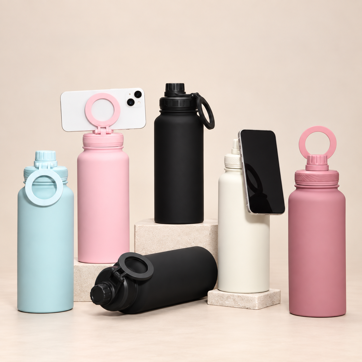 Belleora Pina™ – Botella Térmica con Soporte para Móvil
