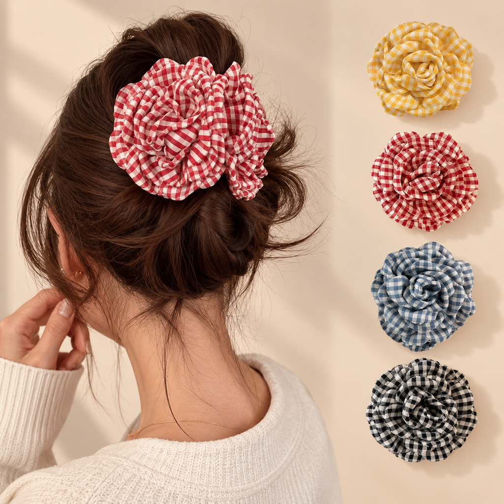 Belleora Fleur™ – Pinza de Pelo Floral Vichy
