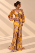 Belleora Lola™ – Vestido Largo Estampado con Escote Bardot