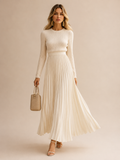 Belleora Céline™ – Vestido Largo de Punto Plisado