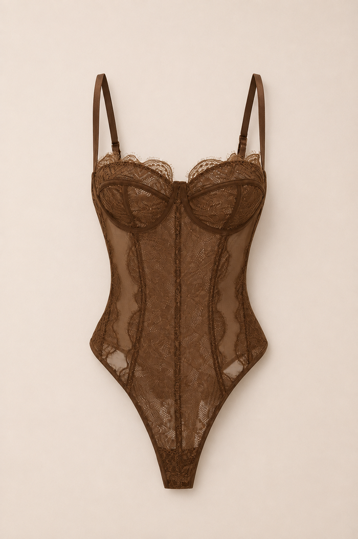 Belleora Élise™ – Body Corsé de Encaje Transparente