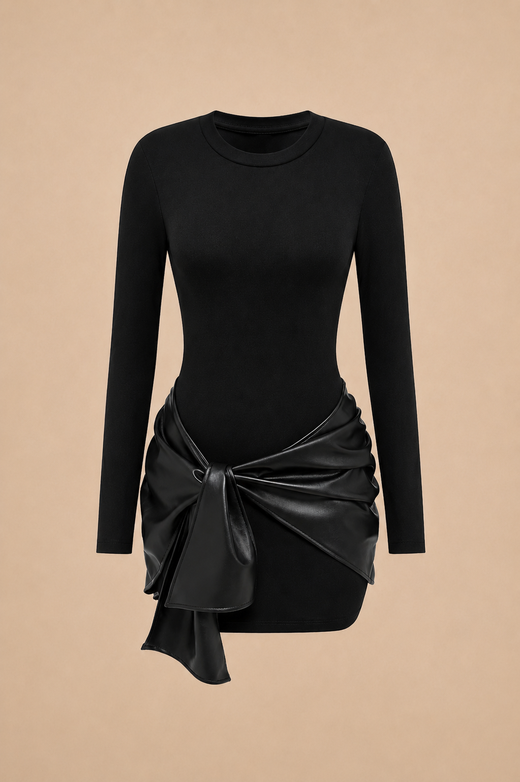 Belleora Amélie™ – Minivestido Fruncido Efecto Piel