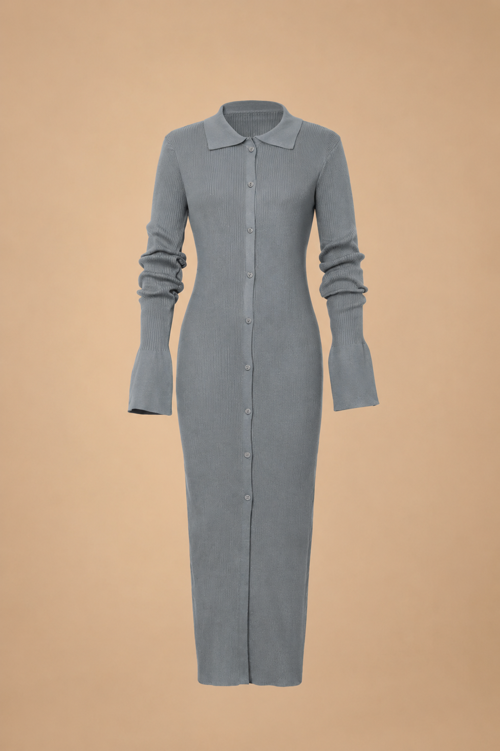 Belleora Eloísa™ – Vestido Maxi de Punto con Botones
