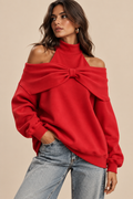 Belleora Lazo™ – Sudadera Oversize con Lazo y Hombros Descubiertos