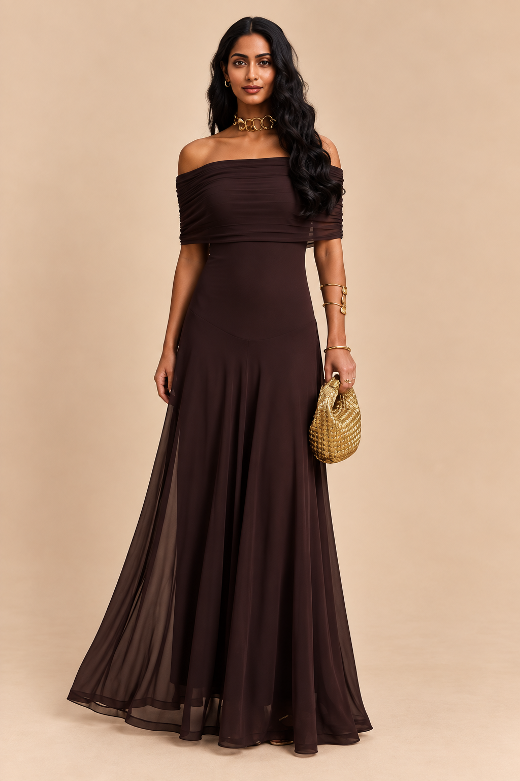 Belleora Mora™ | Vestido largo marrón