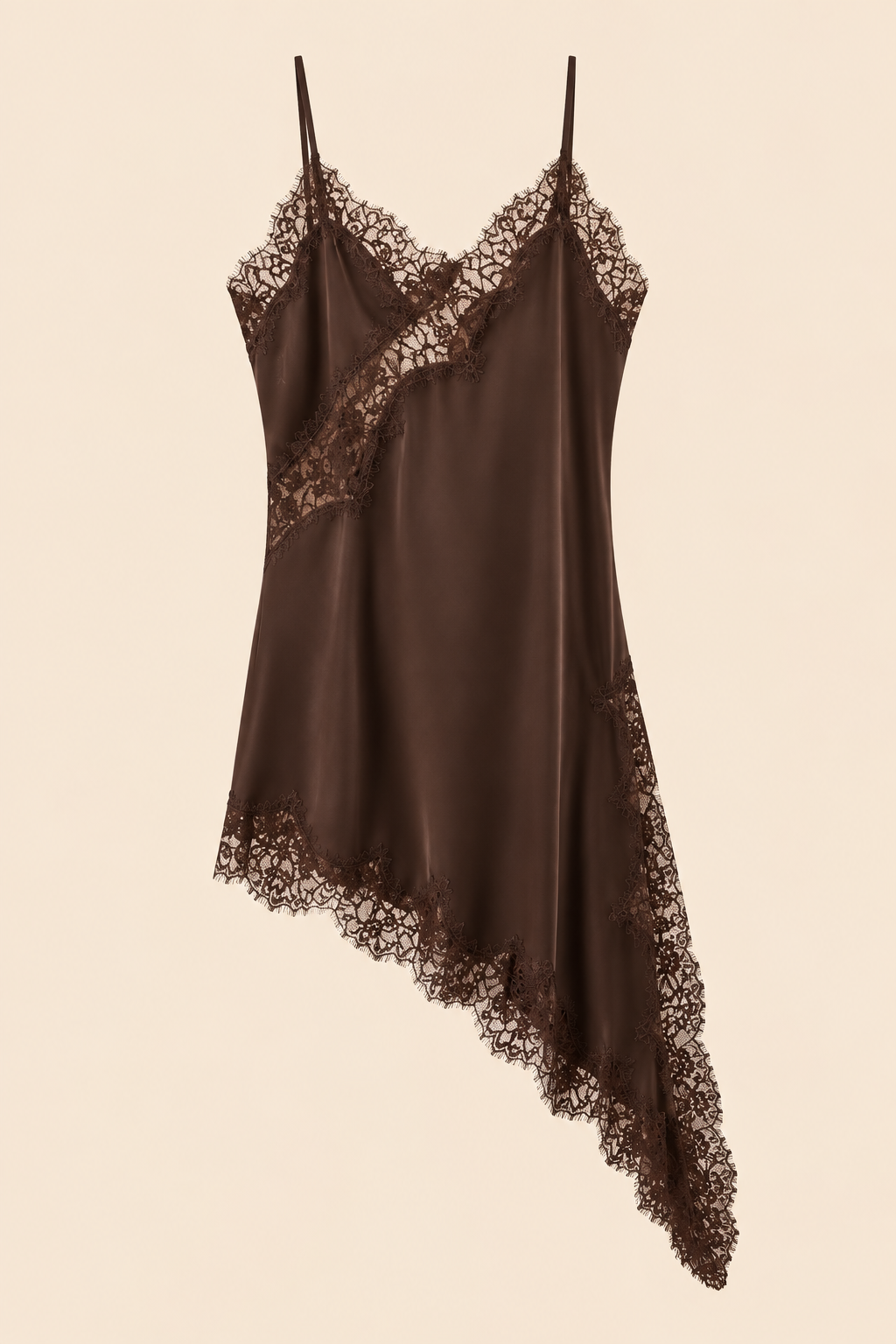 Belleora Reme™ – Vestido Satinado Asimétrico con Encaje