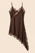 Belleora Reme™ – Vestido Satinado Asimétrico con Encaje