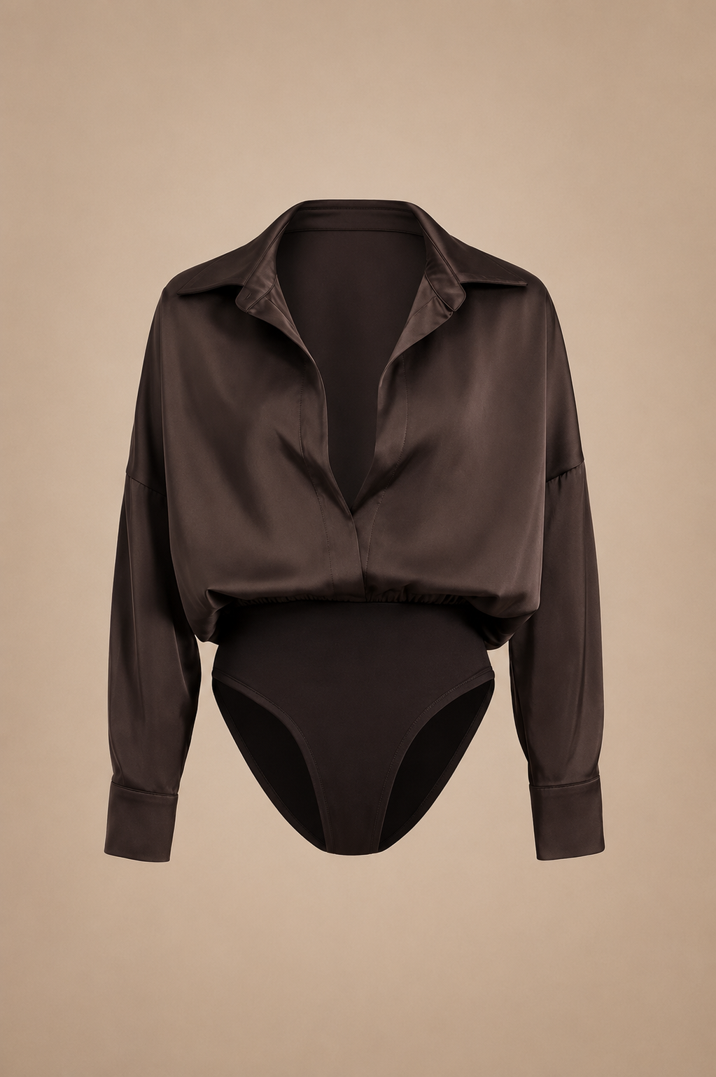 Belleora Vivienne™ – Body Satinado de Manga Larga