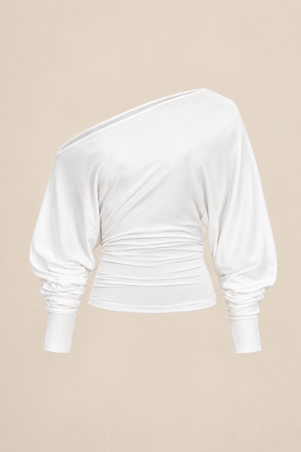 Belleora Solène™ – Top Asimétrico Fruncido Cut-Out