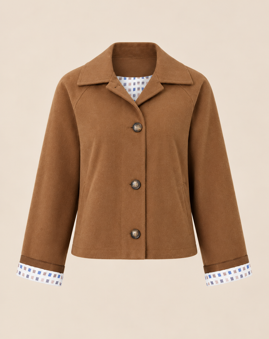 Belleora Camille™ – Chaqueta Caqui con Bolsillos en Contraste