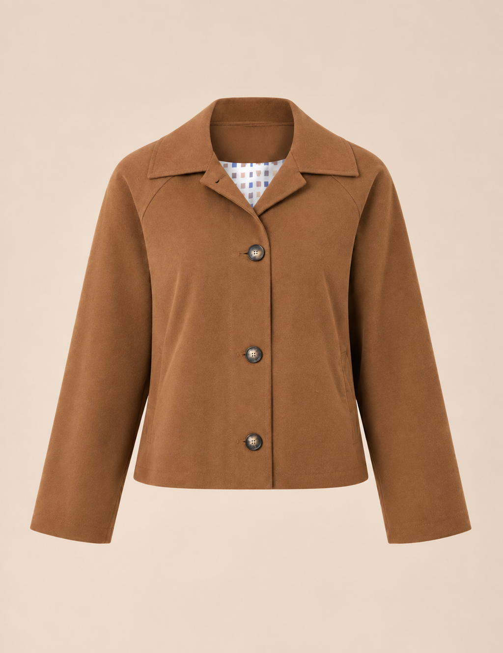 Belleora Camille™ – Chaqueta Caqui con Bolsillos en Contraste
