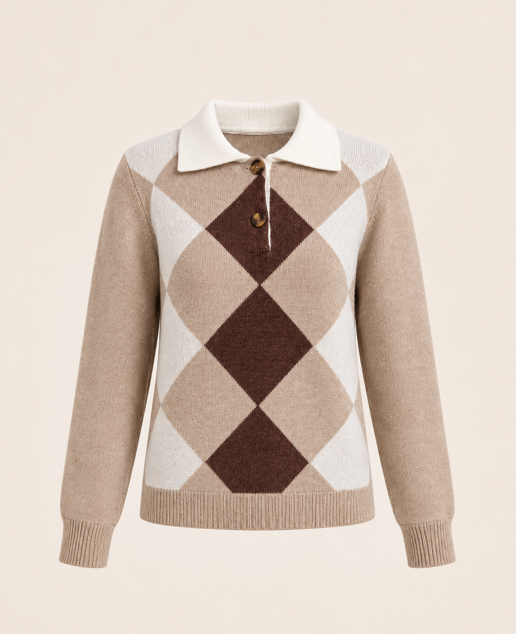 Belleora Alma™ – Jersey de Punto Caqui con Detalles en Contraste