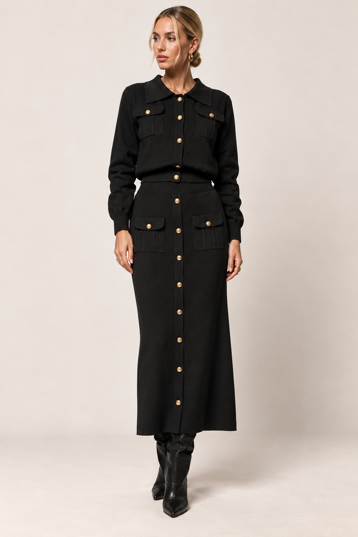 Belleora Monica™ – Conjunto de Punto con Top y Falda Maxi