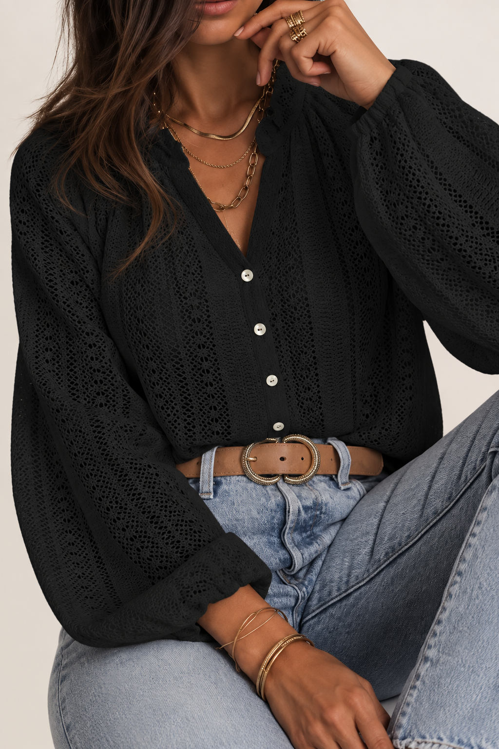 Belleora Hanalei™ – Blusa Calada de Manga Larga