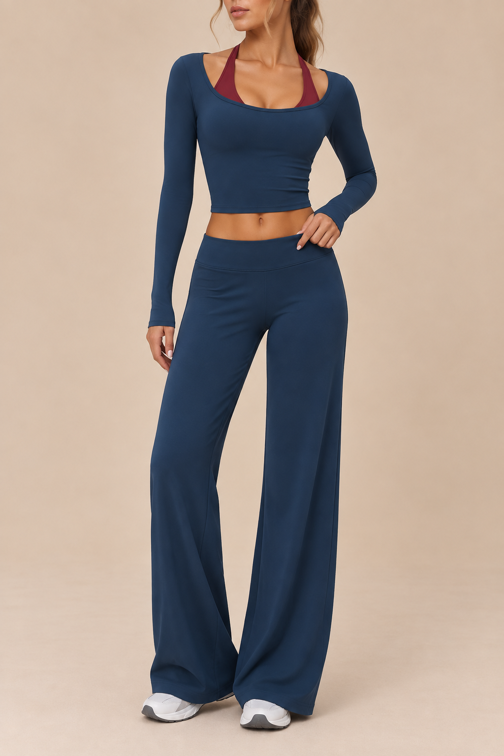 Belleora Riana™ – Conjunto Deportivo de Top y Pantalón Wide Leg