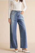Belleora Perla™ – Jeans Rectos con Detalle de Perlas